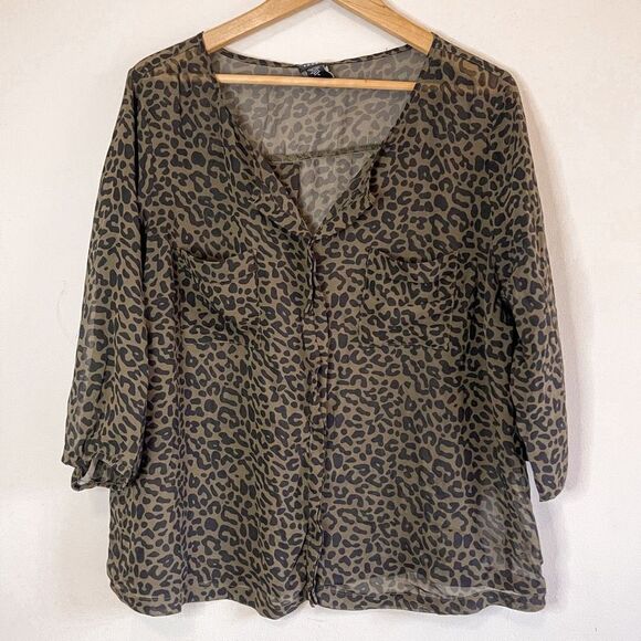 Torrid Animal Print Sheer Blouse 2 - Picture 1 of 6